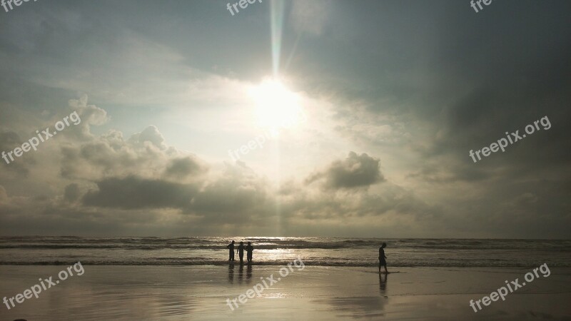 Sunset Sea Beach Cox'sbazar Beach Sunset Colorful