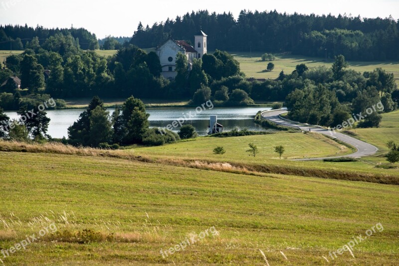 Monastery Landscape Czech Republic Pond Road