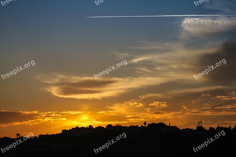 Silhouette Solar Sunset The Setting Sun Cloud