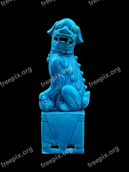 Crafts Porcelain Figure Dog Porcelain Figure Blue Black Background