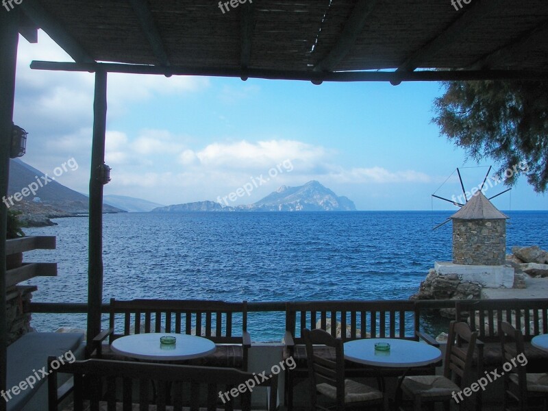 Restaurant Terrace Cyclades Greece Island Hopping