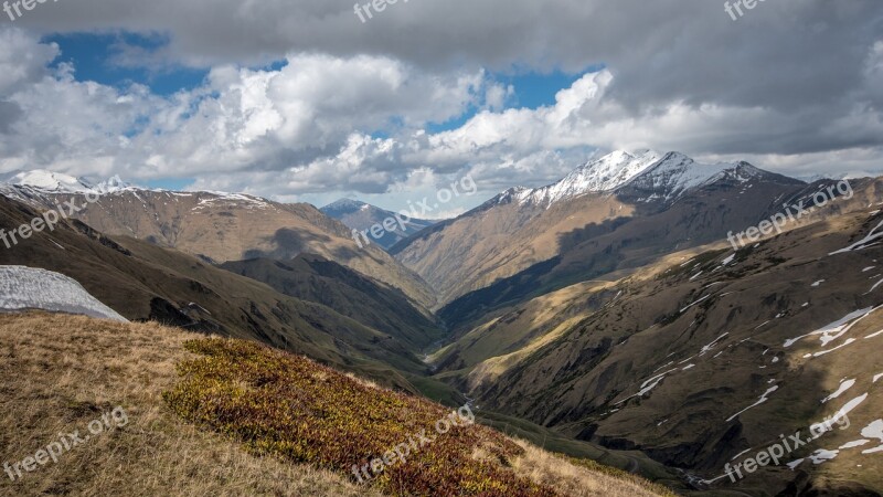 Georgia Caucasus Mountains The Peaks Landscape