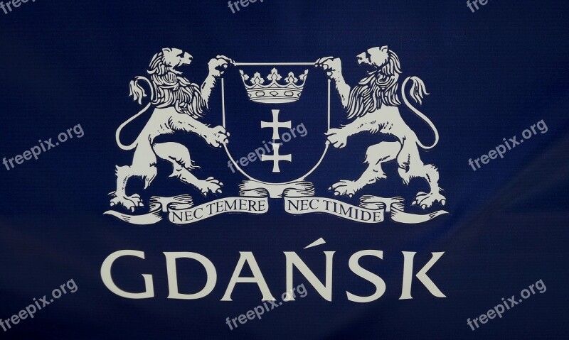 The Emblem Of The City Gdańsk Color Blue The Background