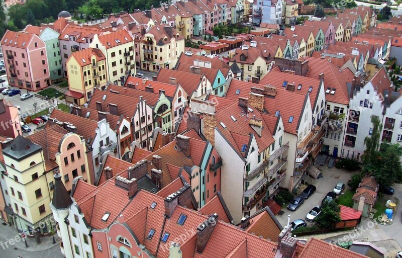 City Architecture Panorama Old Town Colored Townhouses