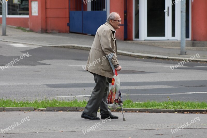 Old Man Crutches Senior Human Free Photos