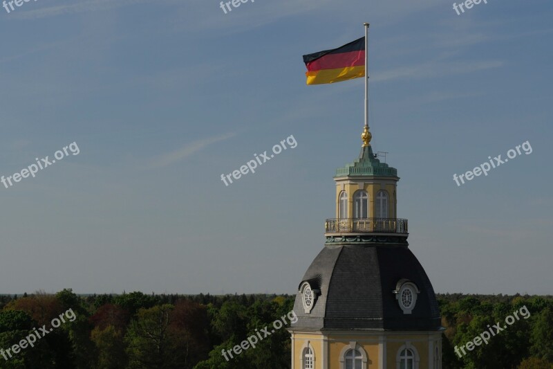 Castle Tower Germany Flag Flag Horizon Black Red Gold