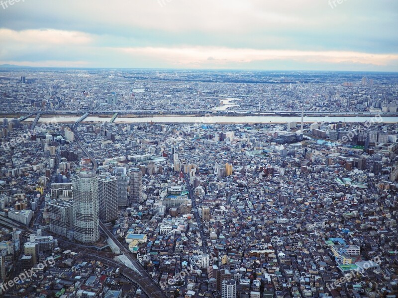 City Building Skyscraper Horizon Tokyo