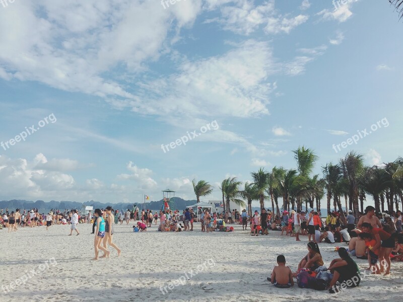 Halong Beach Fire The Sea Clouds Coast