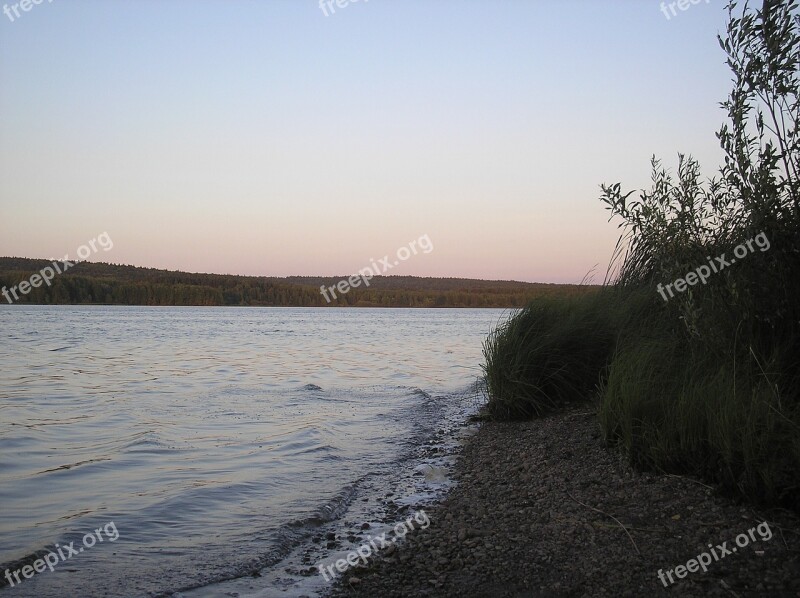 River Beach Evening Sunset Sky