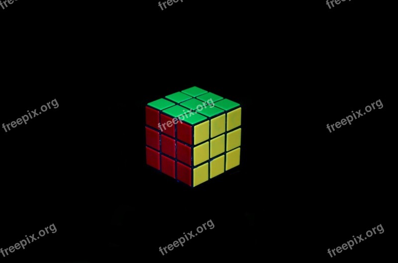 Rubik's Cube Black Background Red Green Yellow