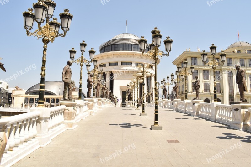 Macedonia Skopje Main Square Bridge Urban