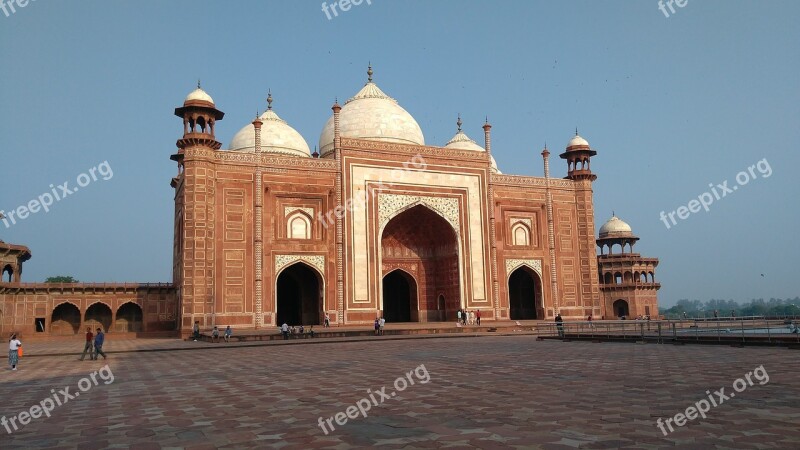 Taj Mahal Mosque Red White Stone