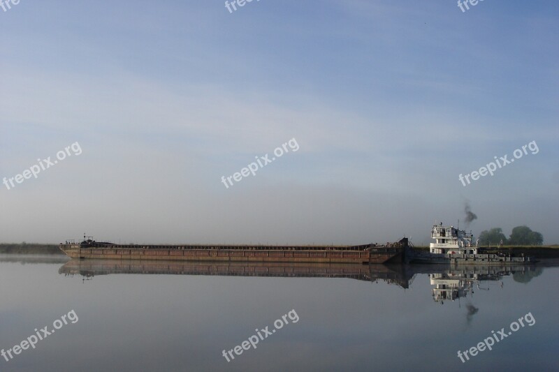 Barge Water Volga River Nature