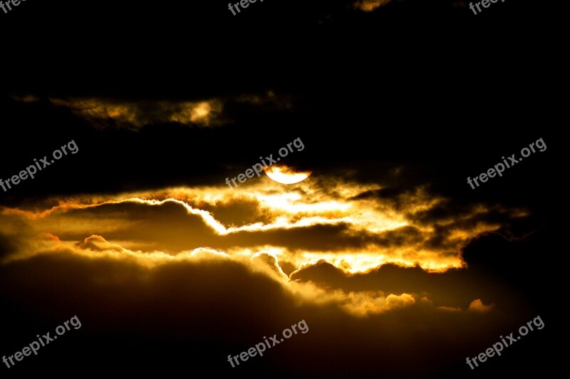 Sunset Cloud Cover Covered Dark Sky