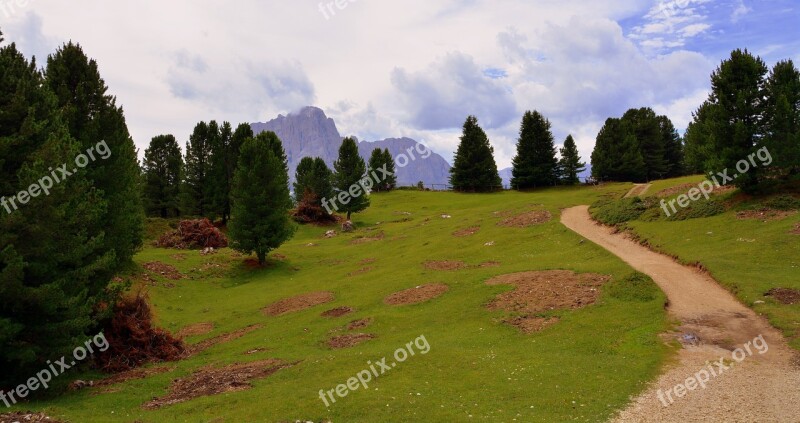 Mountain Prato Dolomites Green Clouds