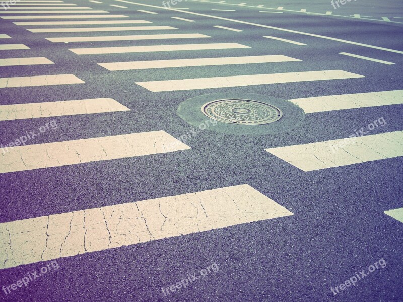 Crosswalk Manhole Road Street Line