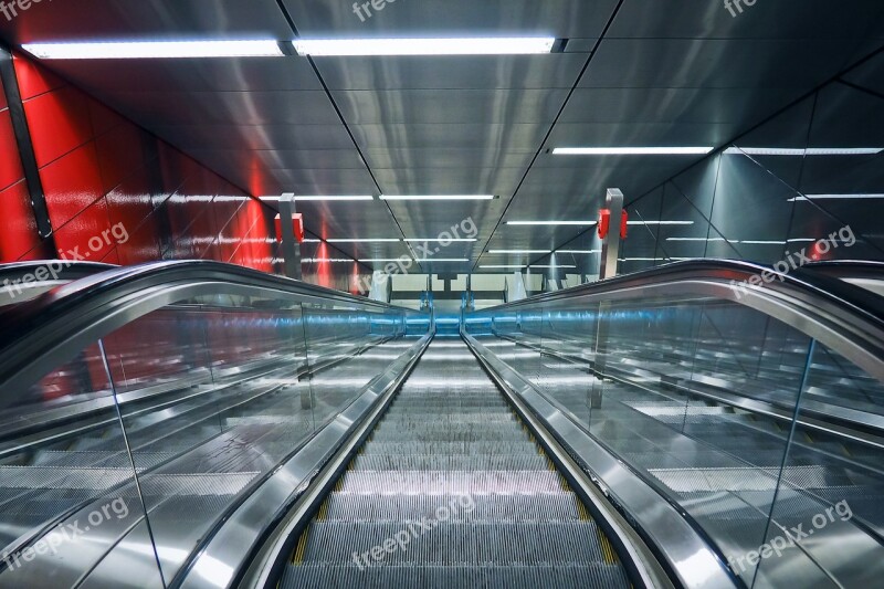 Escalator Underground Handrails Metro Movement