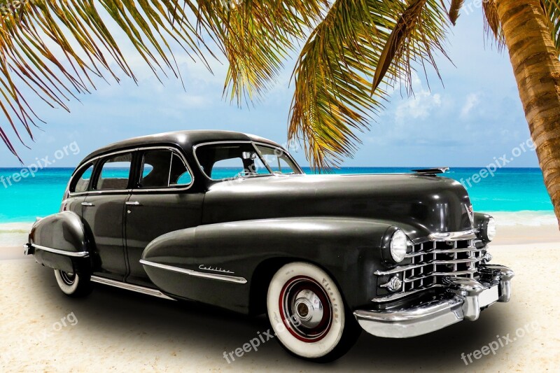 Vehicle Oldtimer Cadillac Sea Beach