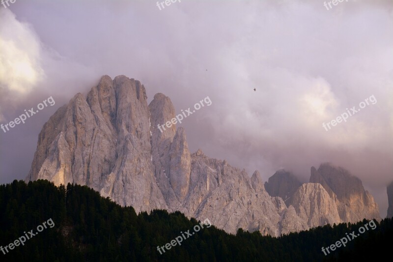 Dolomites Chain Mountains Sassolungo Clouds