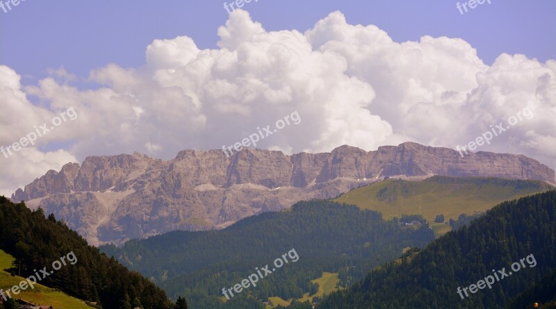 Dolomites Chain Mountains Sella Group Clouds