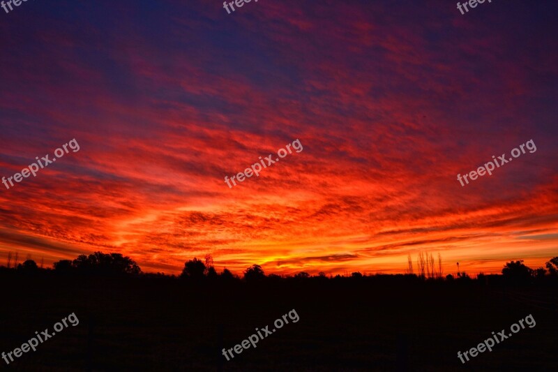 Sunset Landscape Sky Evening Sun Setting Sun