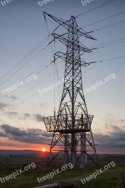 Pylon Sunset Energy Sky Power