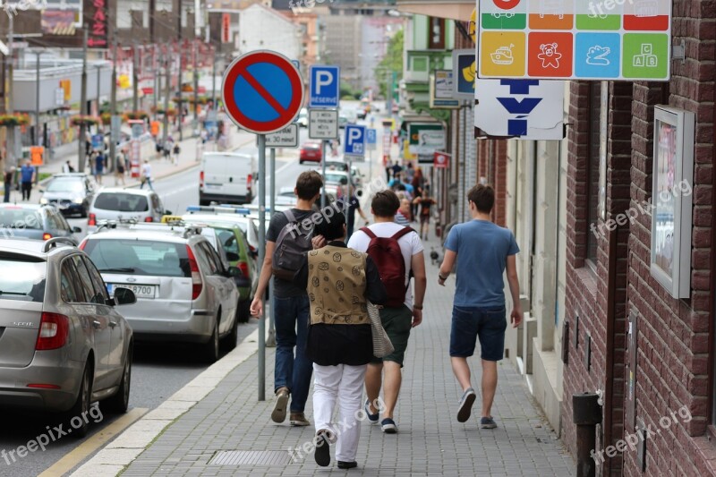 City Street Busy Day Pedestrian