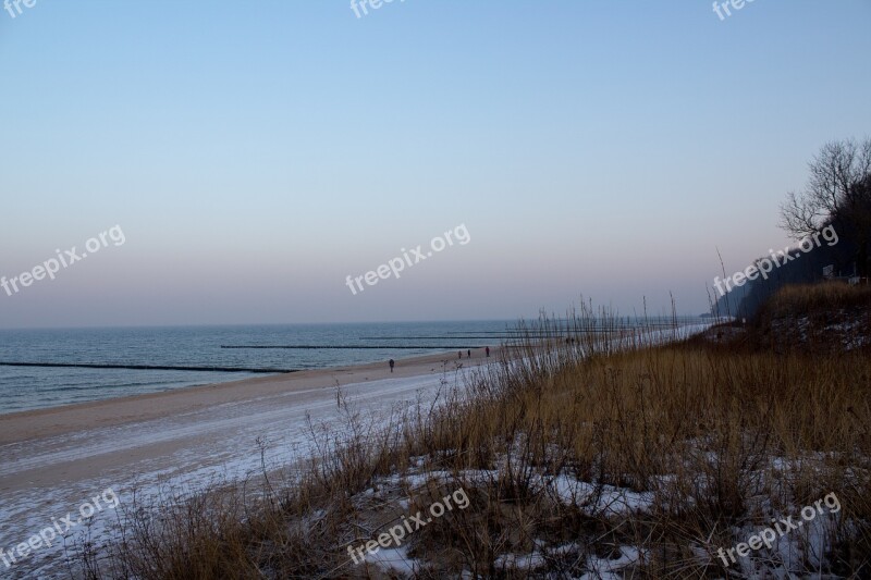 Usedom Sea Beach Snow Winter