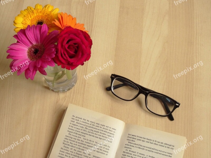 Book Reading Glasses Gerbera Rose