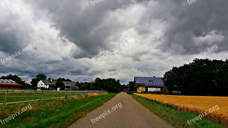 Field Storm Clouds Way Village