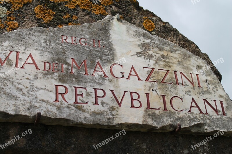 Ostia Italy History Street Sign