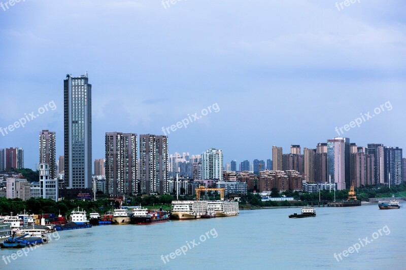 Yichang Panoramic Riverside Tall Buildings The Yangtze River Free Photos