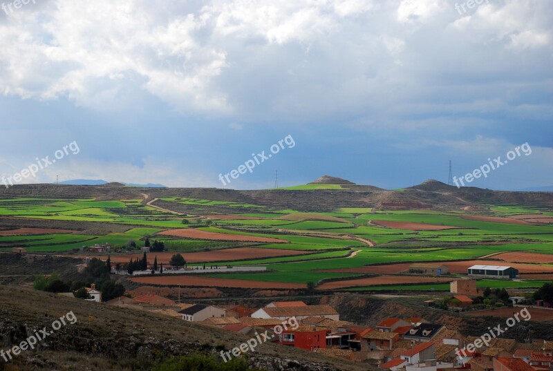 Landscape Spain Fields Cultivation People