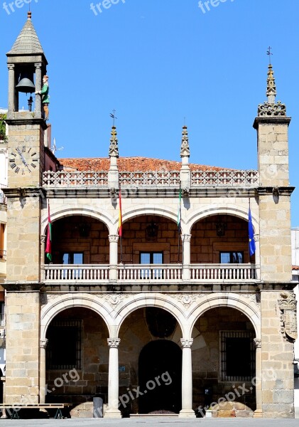 Plasencia Spain Town Square Bell Tower Extremadura Plaza