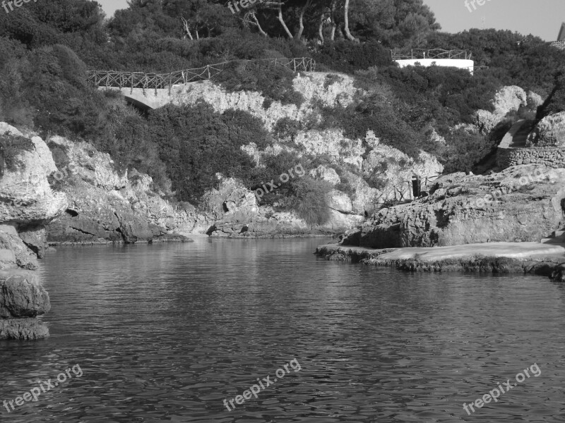 Black And White Sea Beach Menorca Free Photos