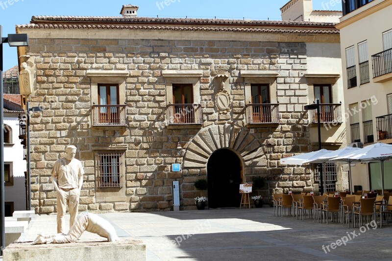 Plasencia Spain Hotel Sculpture State Of Two Men Arch