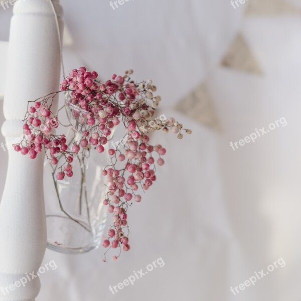 Still Life Pepper Berries Chair White Bunting