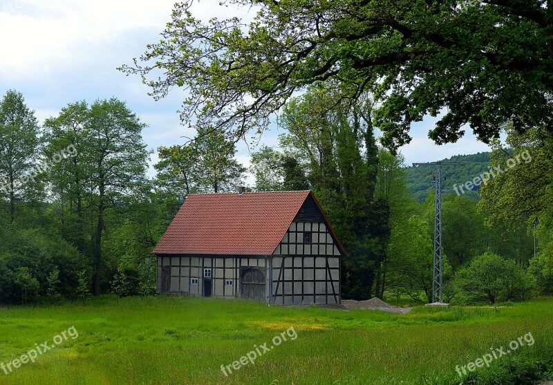 Lonely House Truss Architecture Old Building Fachwerkhaus