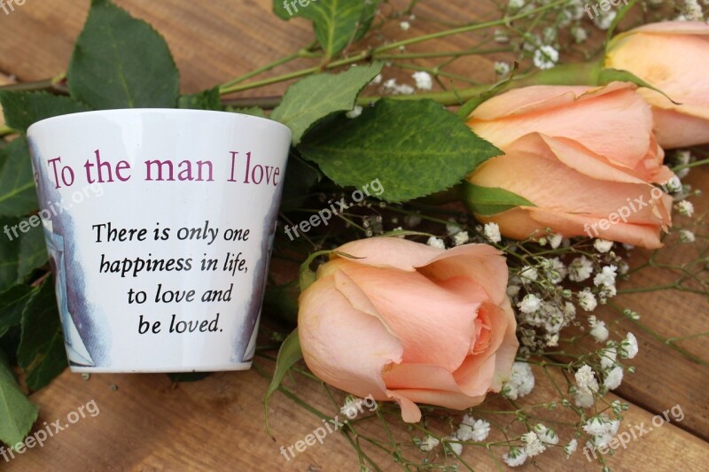 Composition Mug The Inscription Flowers Roses