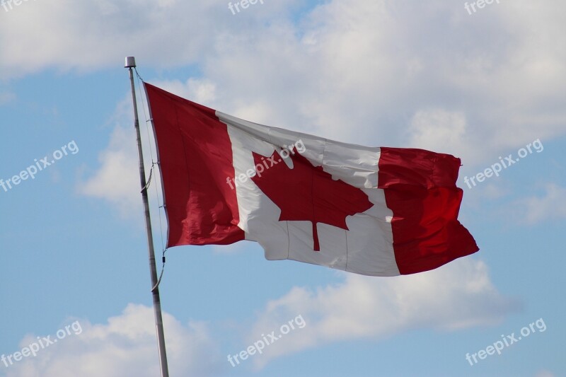 Canada Flag Symbol Powiewająca National Colors Sky