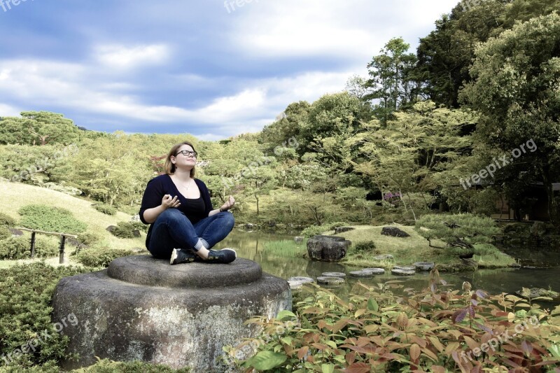 Meditation Japanese Garden Sky Relaxation Harmony