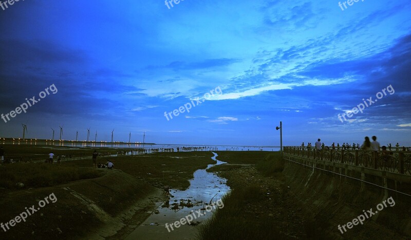 Magical Hour Windfarm Grassland Free Photos