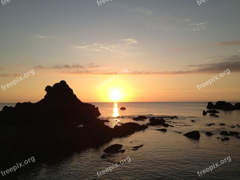 Sunset Sea Romantic At Dusk Free Photos