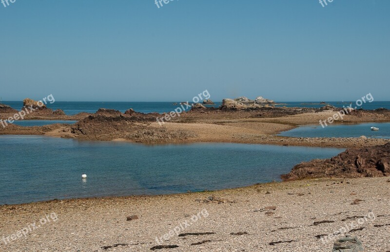 Brittany Low Tide Bréhat Rocky Island Beach