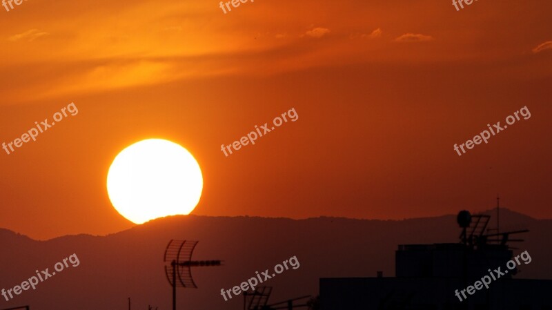 Sun Alba Sky Orange Clouds