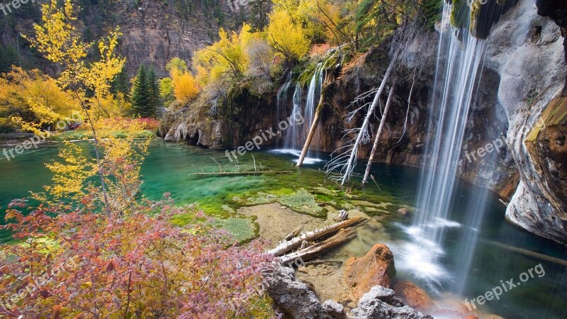 Hanging Lake Co Waterfall Lake Tree Aspen