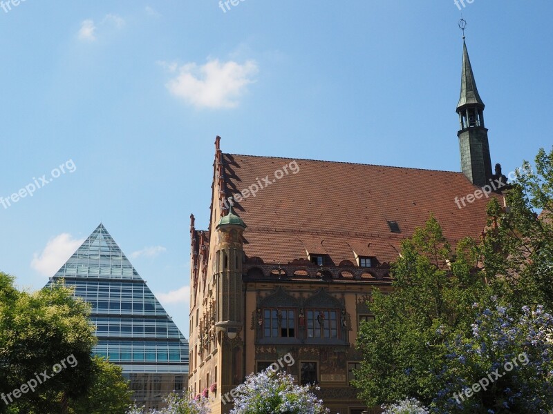 Ulm Downtown Town Hall Glass Pyramid Library