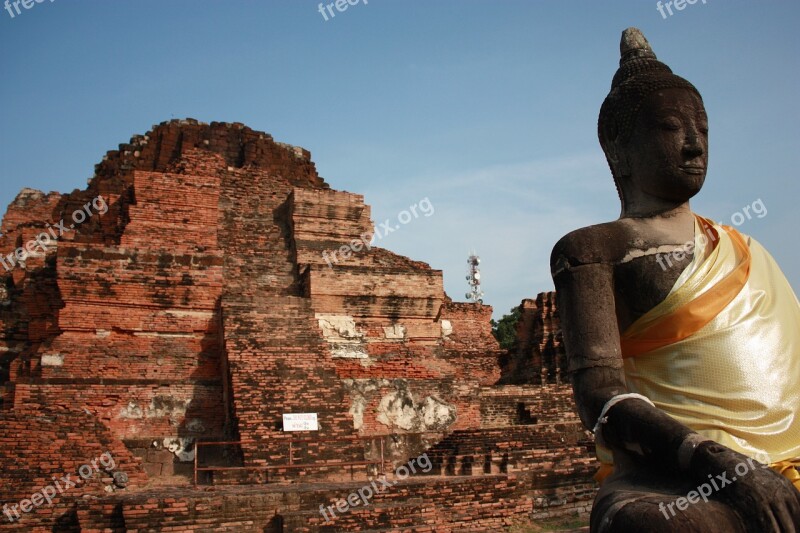 Ayutthaya Thailand Old City Ruins Red Bricks