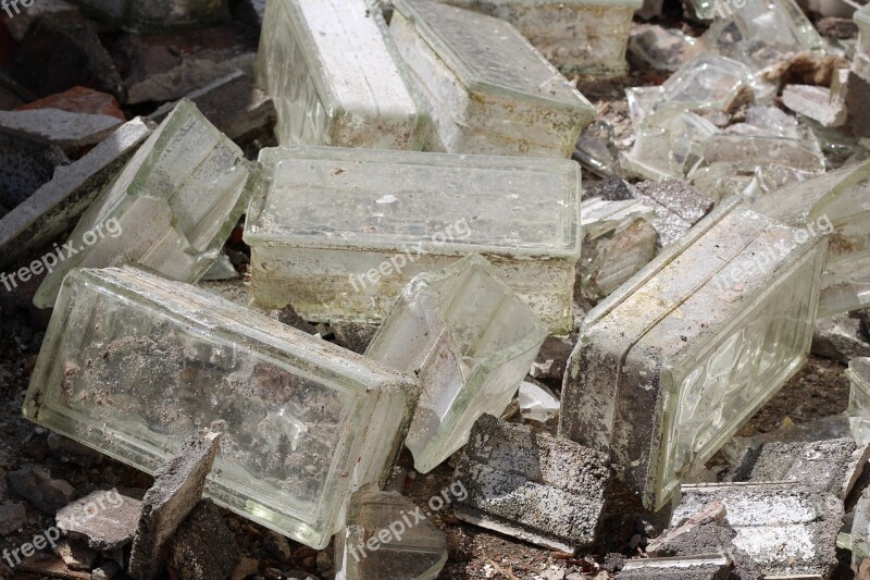 Demolition House Glass Blocks Broken Destruction Free Photos