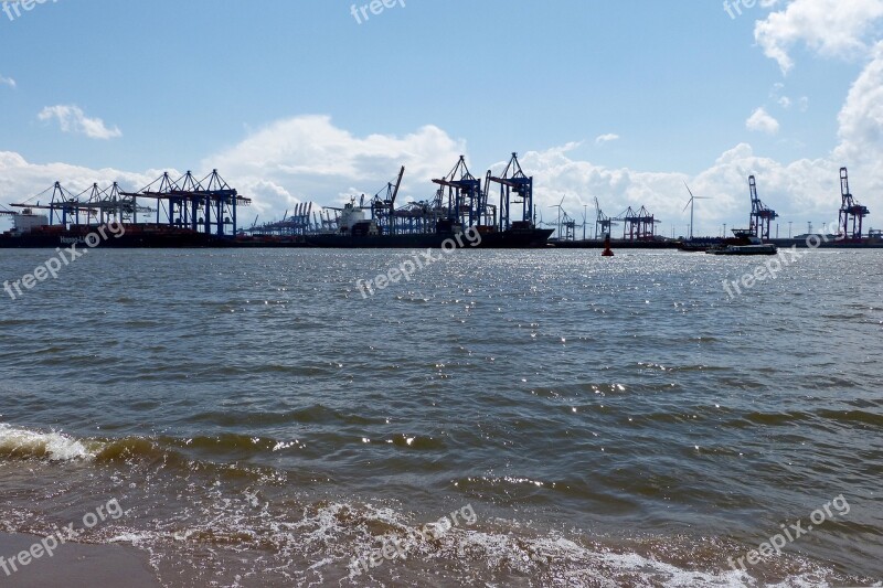 Port Hamburg Elbe Ship Crane